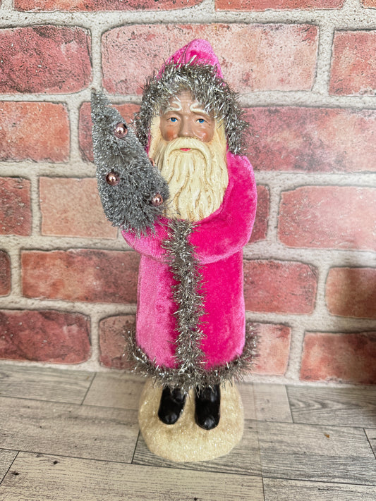 Raz Pink Velvet Santa