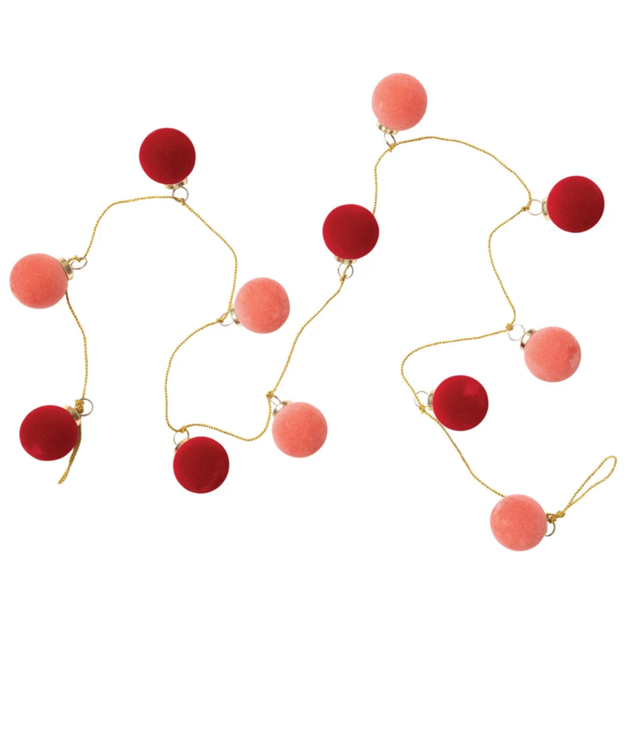 Pink and Red Flocked Ball Garland