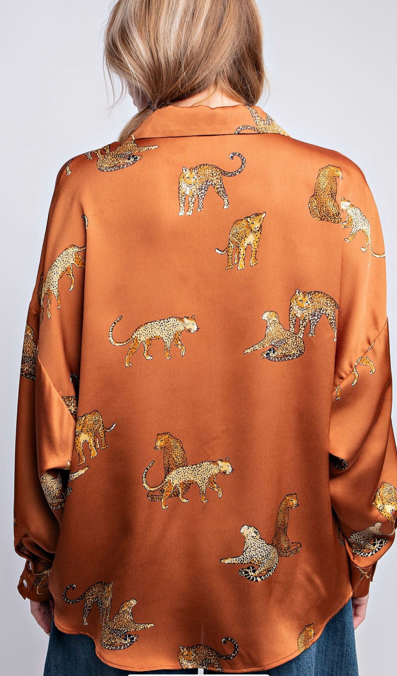 Chasing Leopard Satin Blouse