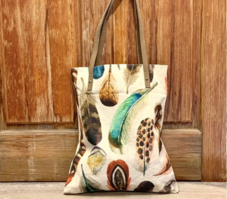 Boho Feathers Canvas Tote Bag