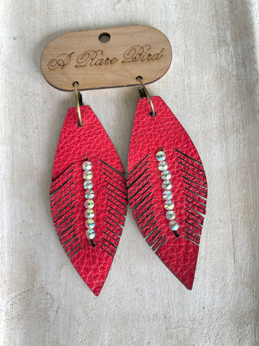 A Rare Bird Red Feather Earrings
