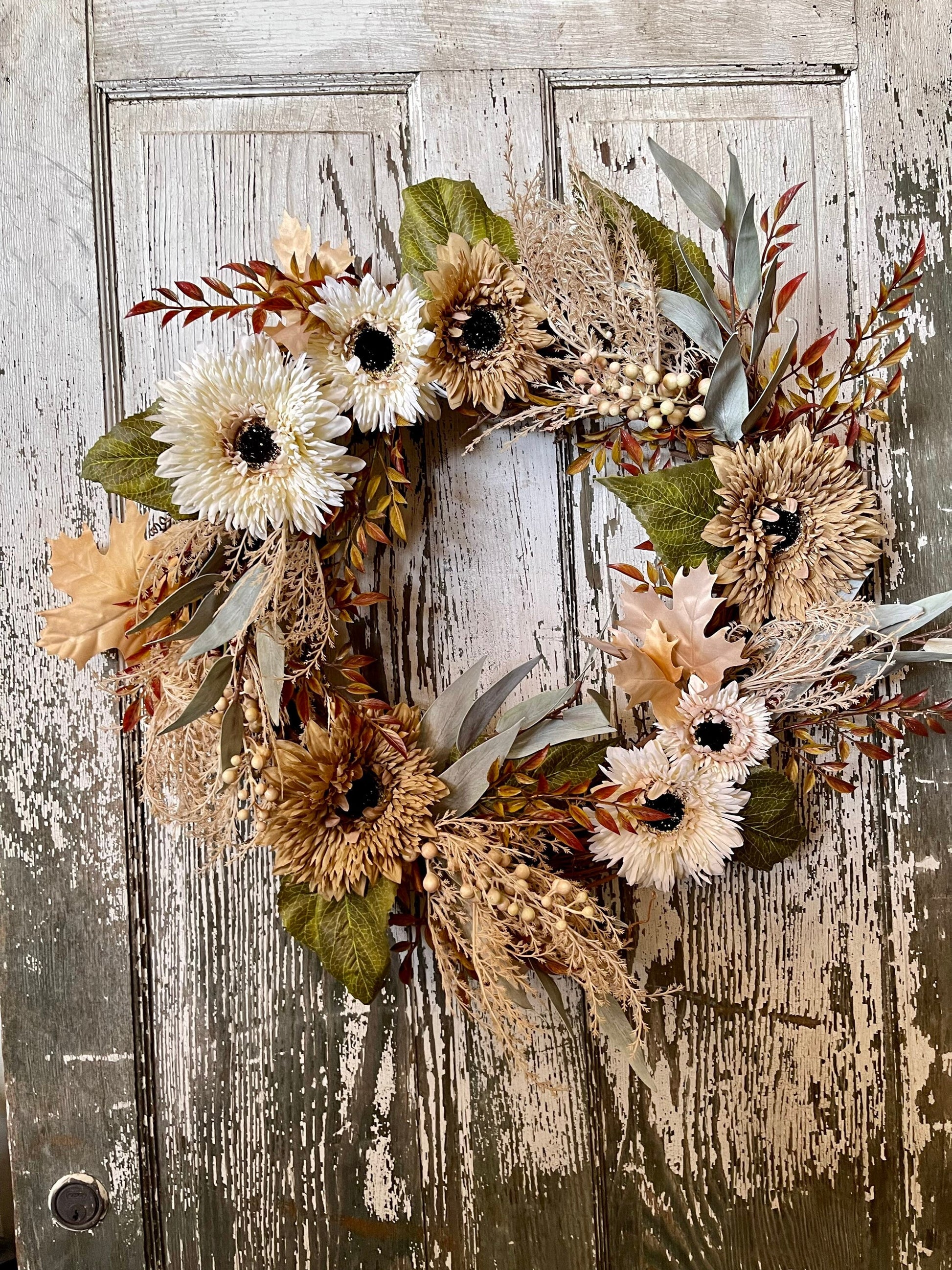 Natural Floral Wreath, Neutral Fall Wreath, Fall Wreath, Everyday Decor, Farmhouse Wreath, Bird Nest Wreath, Shower Decor