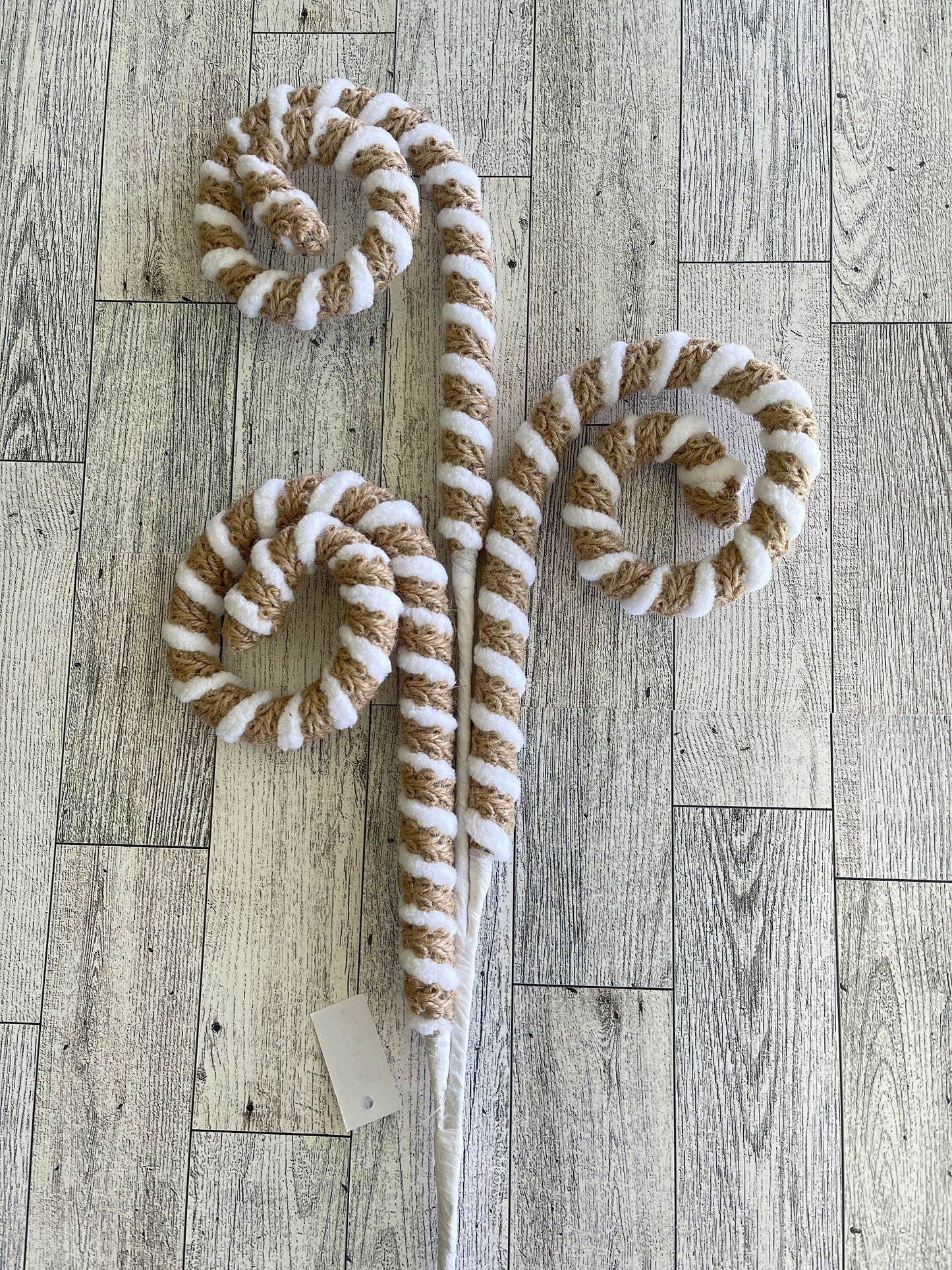 Jute Beige and White Curly Spray, Wreath Embellishment, Christmas Tree Decor, Home Decor, craft supply, Tiered Tray Decor, Boho Curls