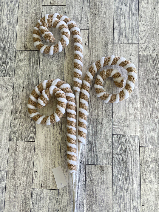 Jute Beige and White Curly Spray, Wreath Embellishment, Christmas Tree Decor, Home Decor, craft supply, Tiered Tray Decor, Boho Curls