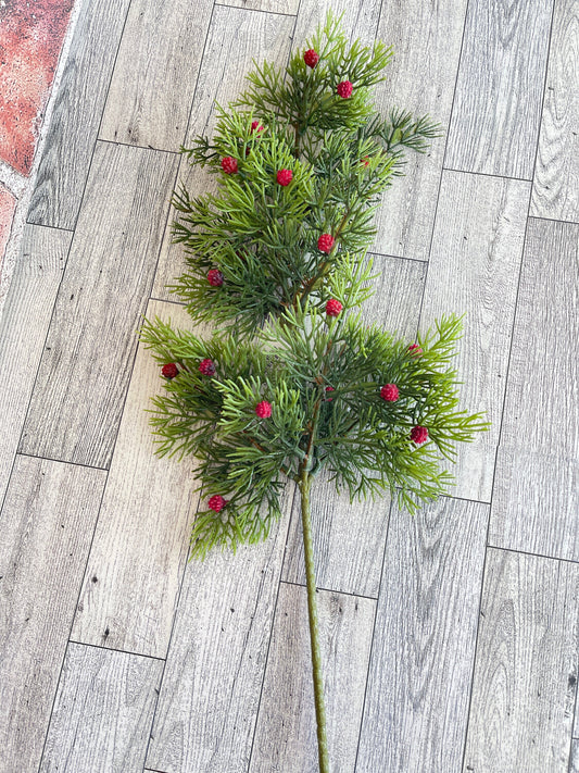 Cedar Red Berry Branch Spray, Wreath Christmas Tree Picks, Wreath Embellishments, Christmas, Craft Supply, Floral Pick