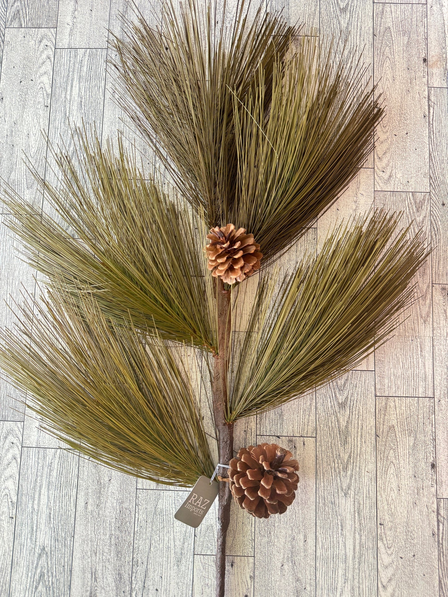 Long Needle Spray with Pinecones, Greenery, Floral Supplies, Wreath Greenery, Christmas Pine Greenery, Picks,