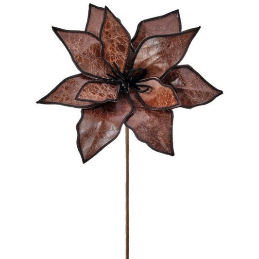 Brown Leather Highlands Poinsettia, Greenery, Floral Supplies, Wreath Christmas Tree Picks, Christmas Decor, Highlands Aesthetic