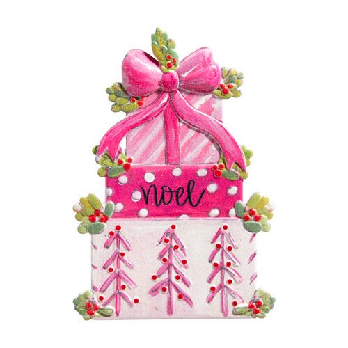 Pink Presents Stack Ornament, Wreath Embellishment, Christmas Tree Decor, Home Decor, wreath supplies, Tiered Tray Decor