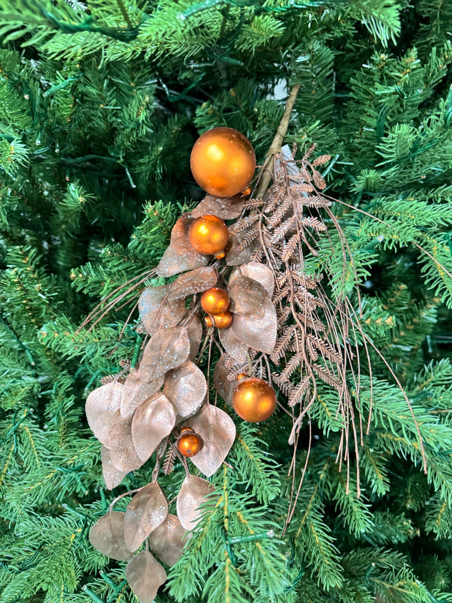 Metallic Copper Ball Leaf Pick, Greenery, Floral Supplies, Wreath Greenery, Christmas Tree Florals, Picks, Tiered Tray Greenery