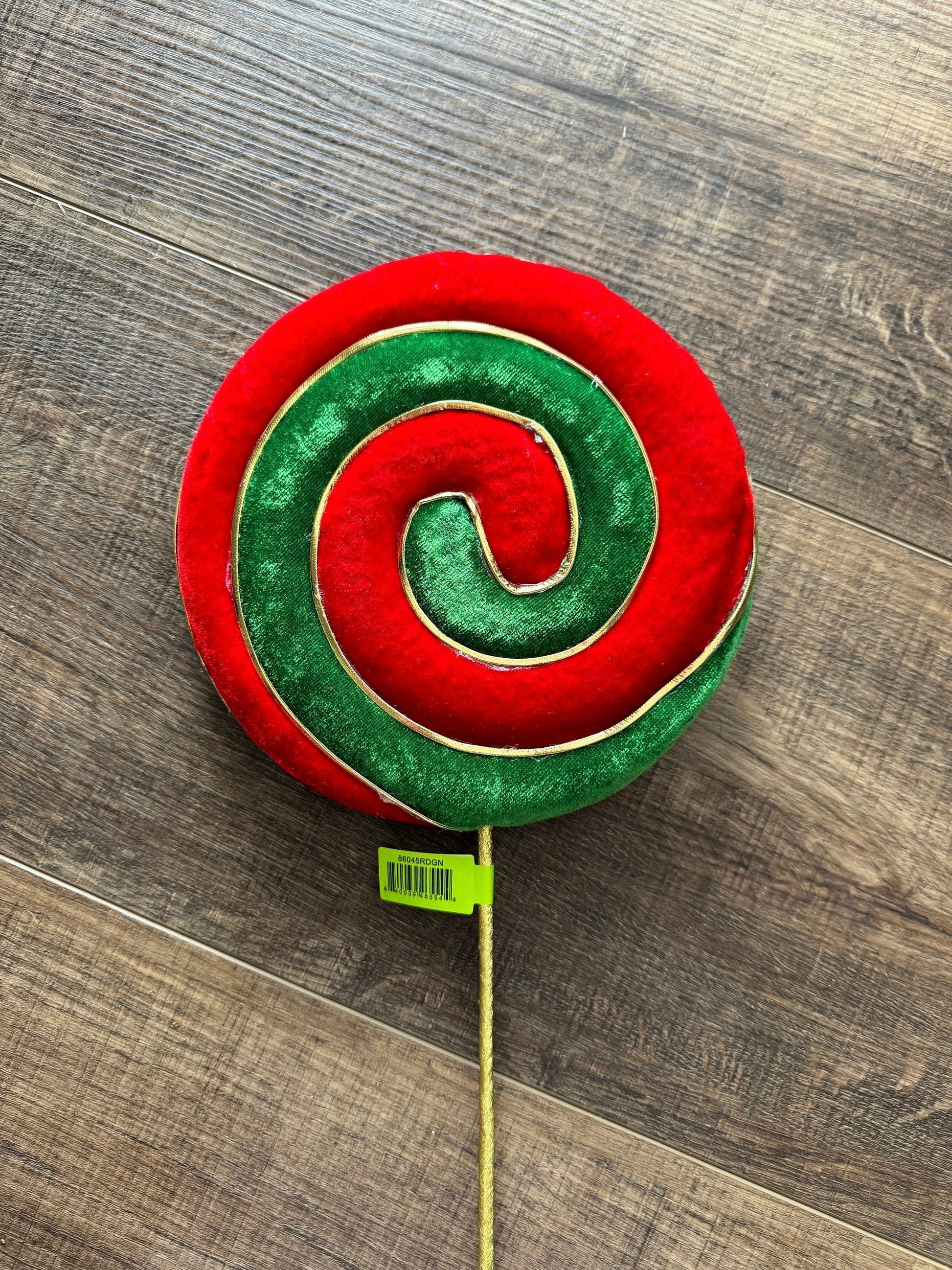 Red and Green Peppermint Candy Swirl Lollipop, Lollipop Ornament, Wreath Embellishment, Christmas Tree Decor, Candy Theme Decor