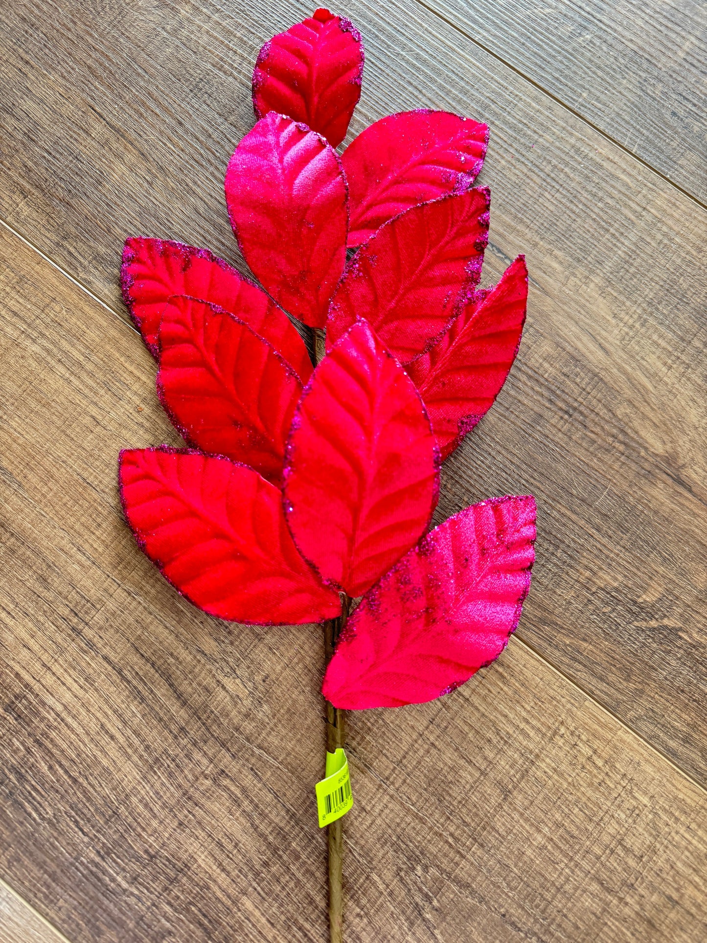 Hot Pink Velvet Magnolia Leaf Spray, Greenery, Floral Supplies, Wreath Christmas Tree Picks, Wreath Embellishments, Christmas Tree