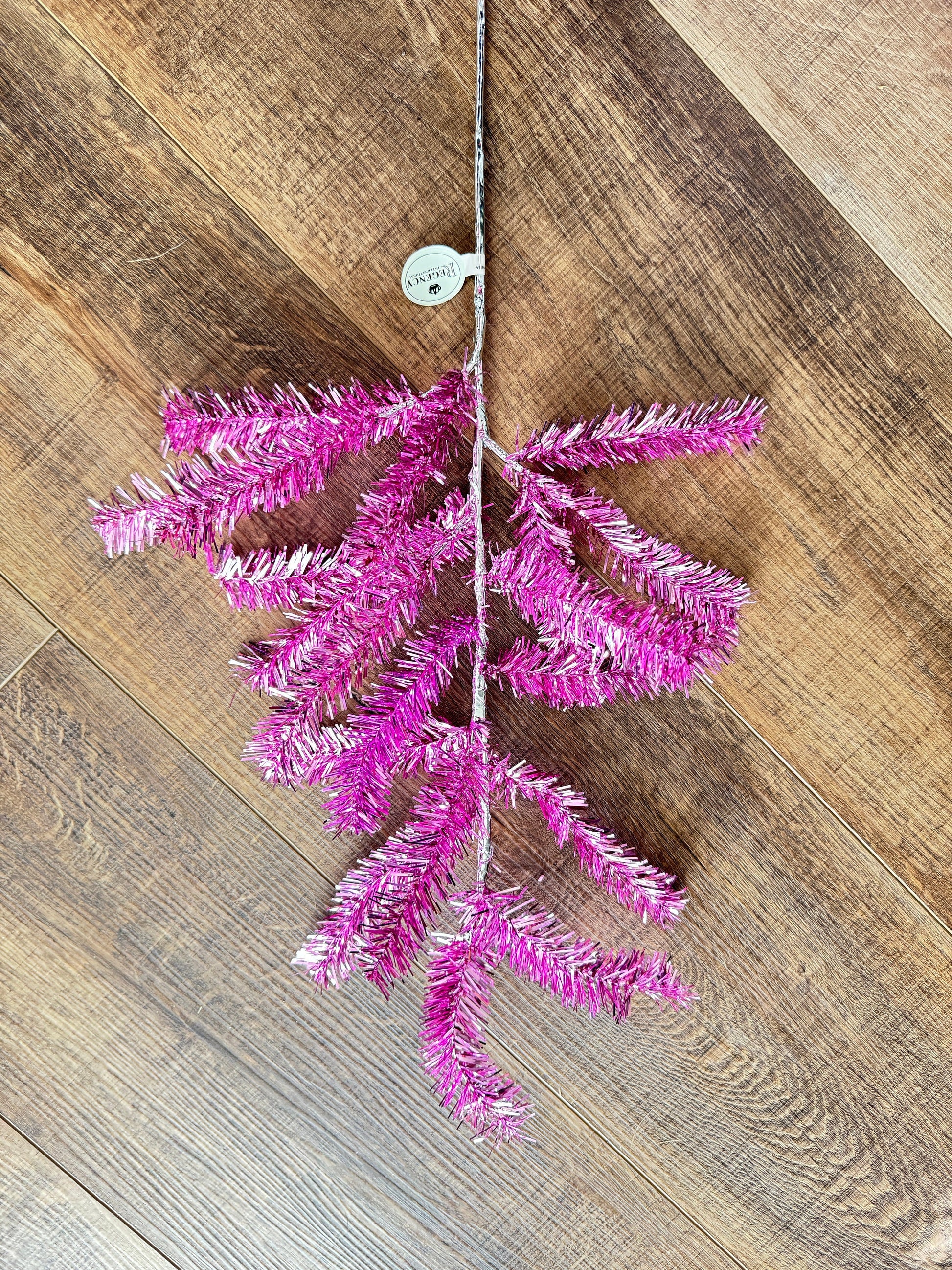 Pink Tinsel Retro Spray, Greenery, Wreath Christmas Tree Decorating Picks, Wreath Embellishments, Christmas, Craft Supply