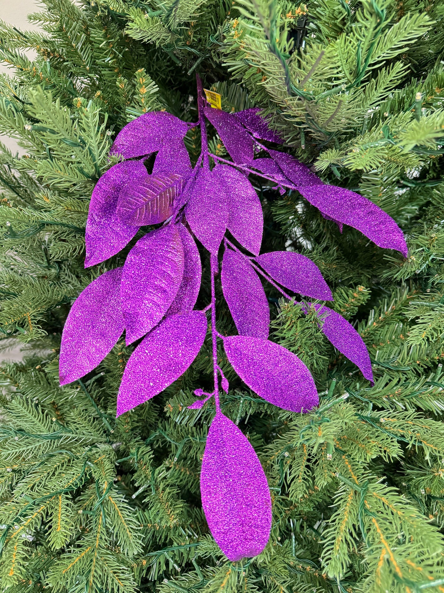 Purple Glitter Leaf Spray, Greenery, Floral Supplies, Wreath Christmas Tree Picks, Wreath Embellishments, Christmas Tree