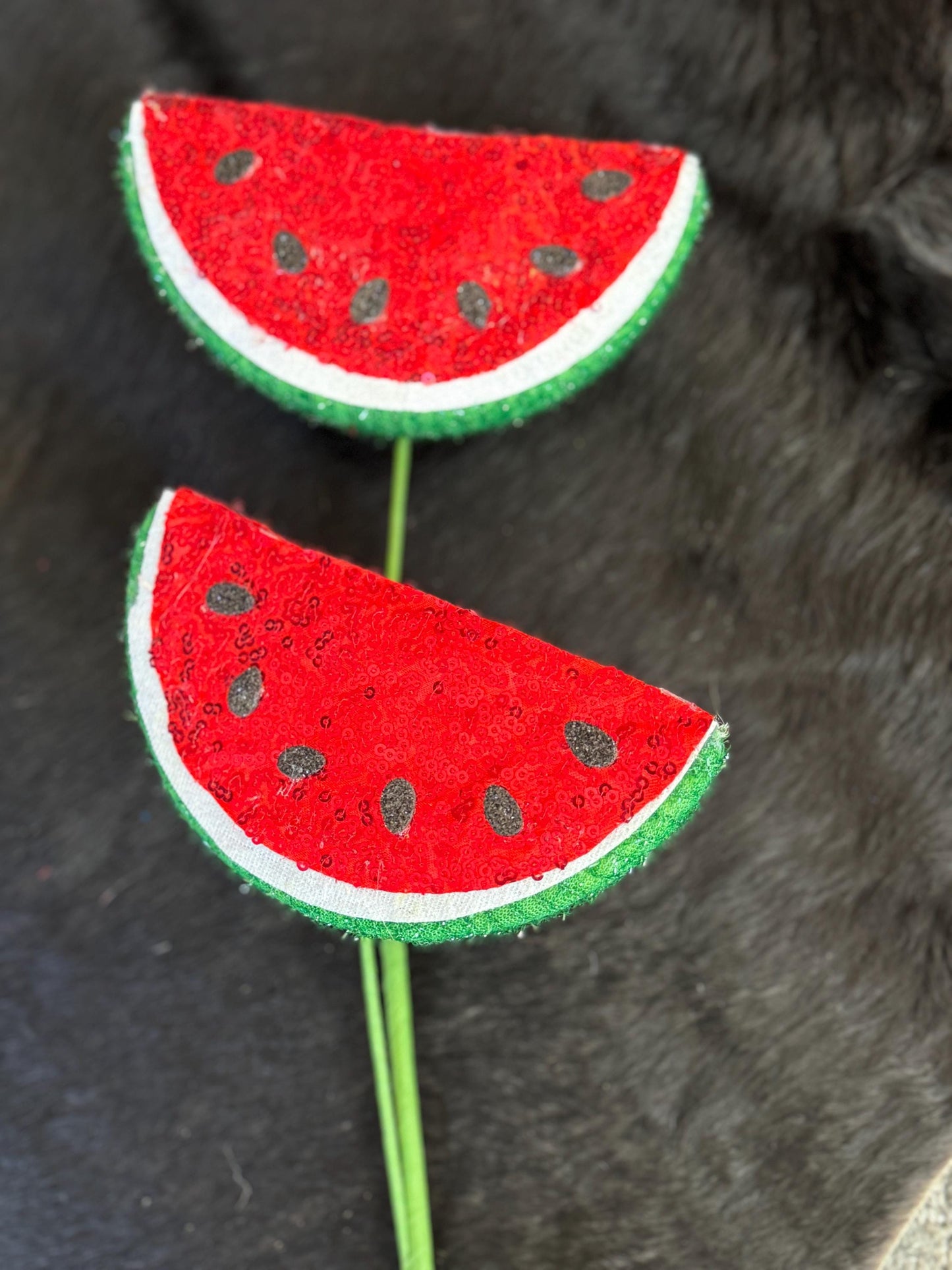 Watermelon Summer Pick, Sequin Watermelon Pick, Summer Wreath Attachment, BBQ, faux fruit floral pick, July Fourth Decor