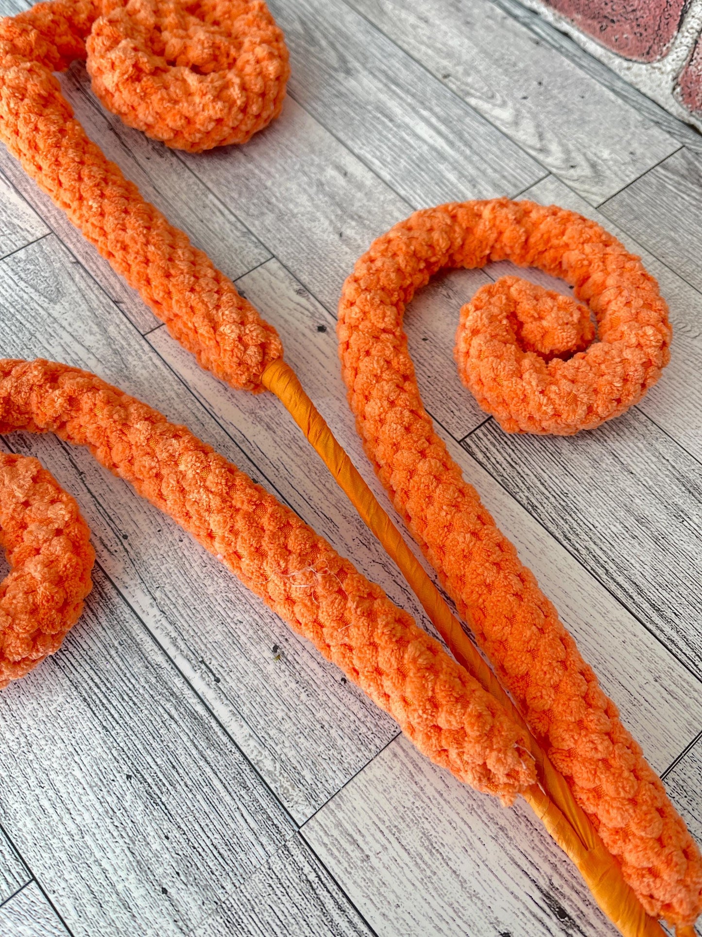 Orange Chenille Curly Spray, Wreath Embellishment, Easter Tree Decor, Home Decor, craft supply, Tiered Tray Decor, Wreath Filler