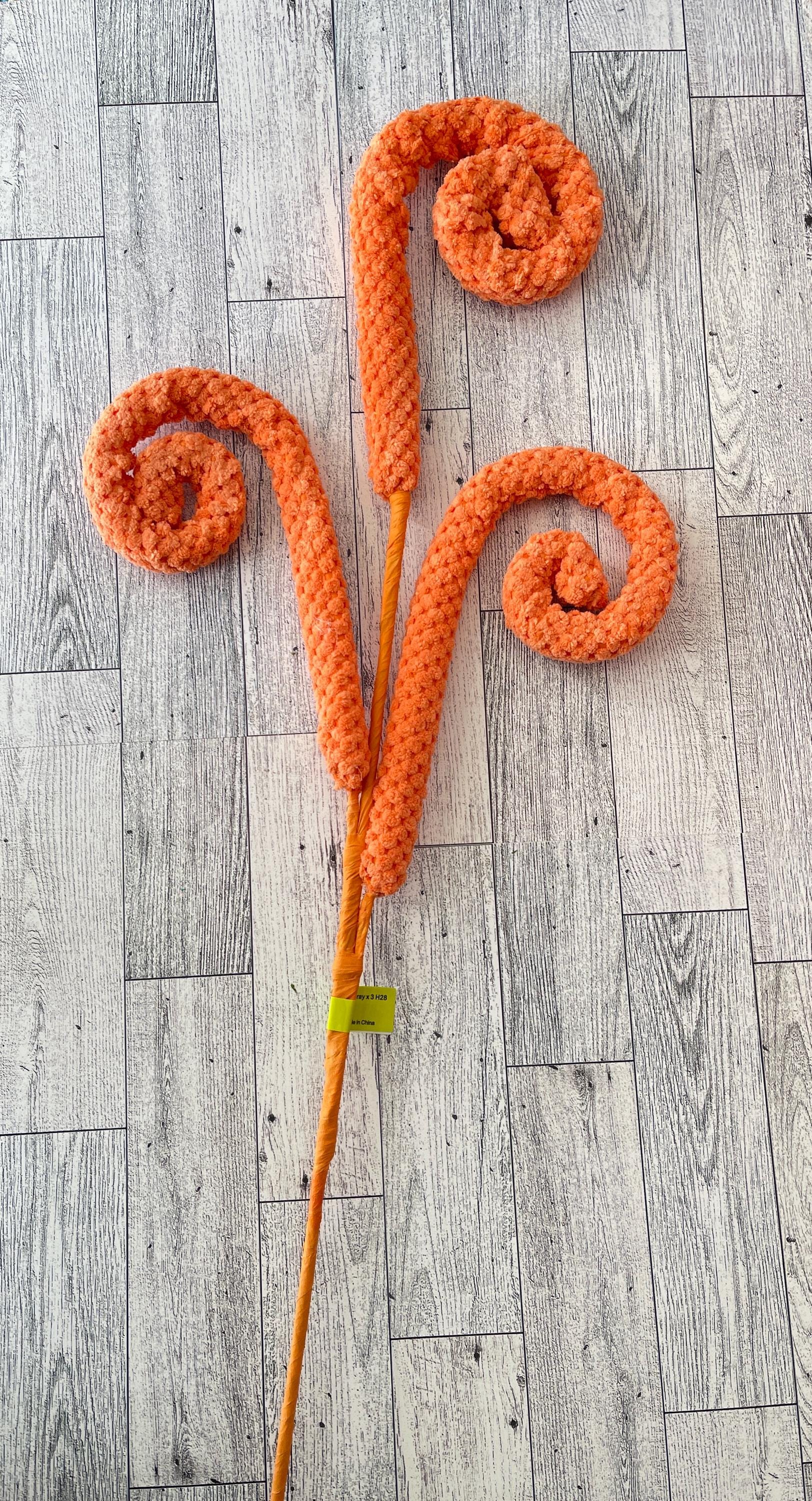 Orange Chenille Curly Spray, Wreath Embellishment, Easter Tree Decor, Home Decor, craft supply, Tiered Tray Decor, Wreath Filler