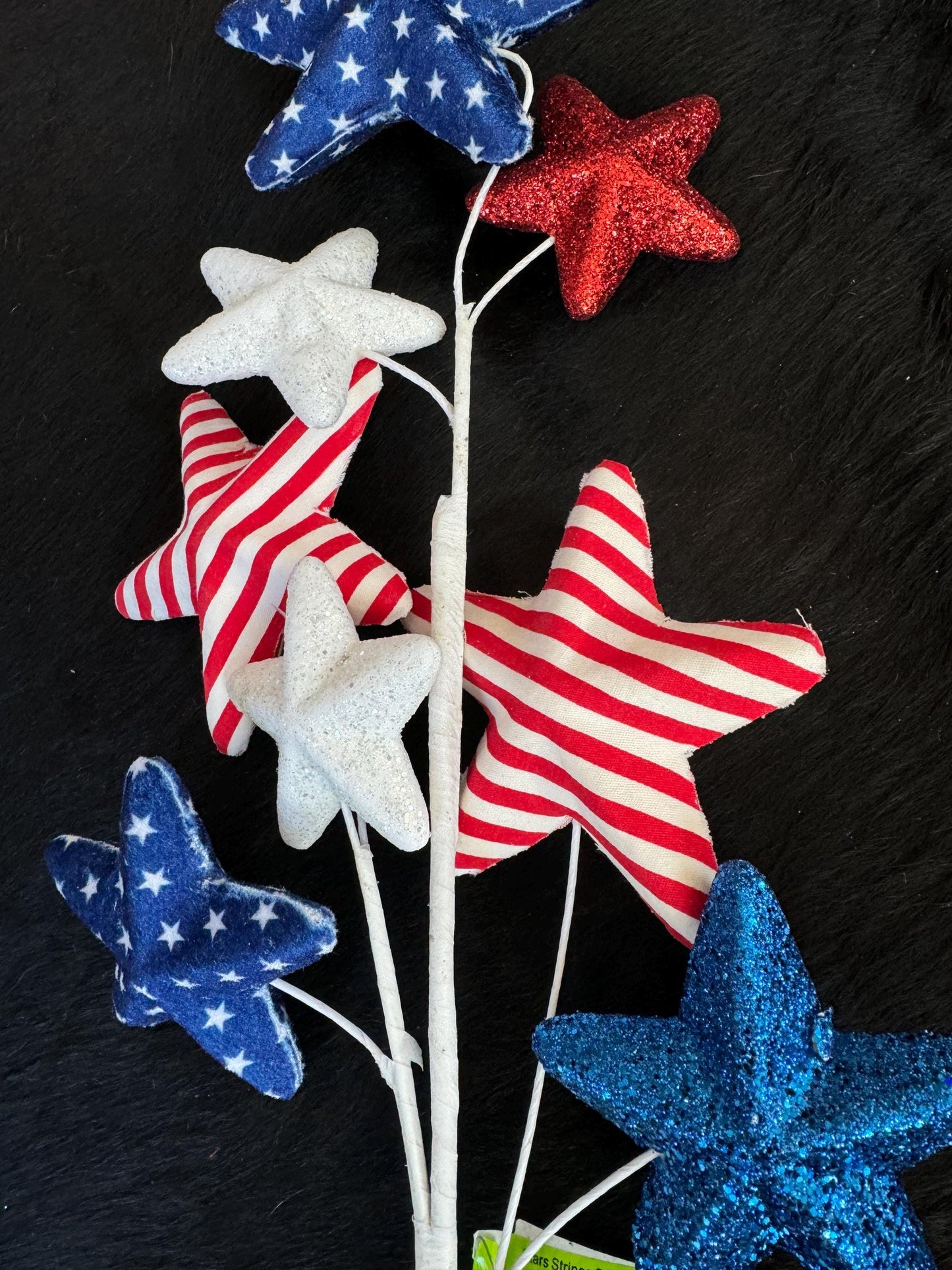 Red White Blue Stripe Glitter Star Picks, Patriotic Star Pick, patriotic Wreath Attachment, Star floral pick, July Fourth Decor