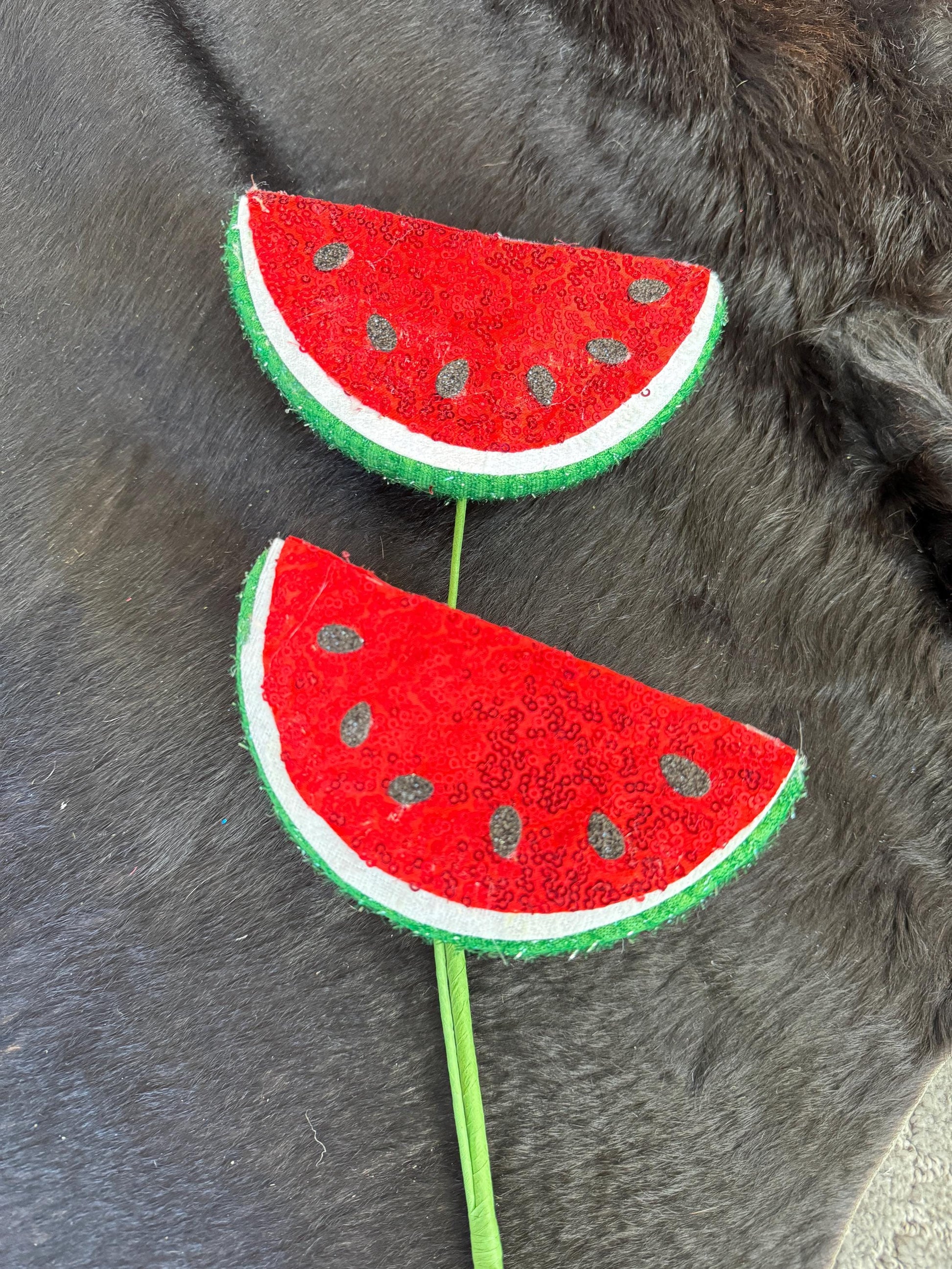 Watermelon Summer Pick, Sequin Watermelon Pick, Summer Wreath Attachment, BBQ, faux fruit floral pick, July Fourth Decor