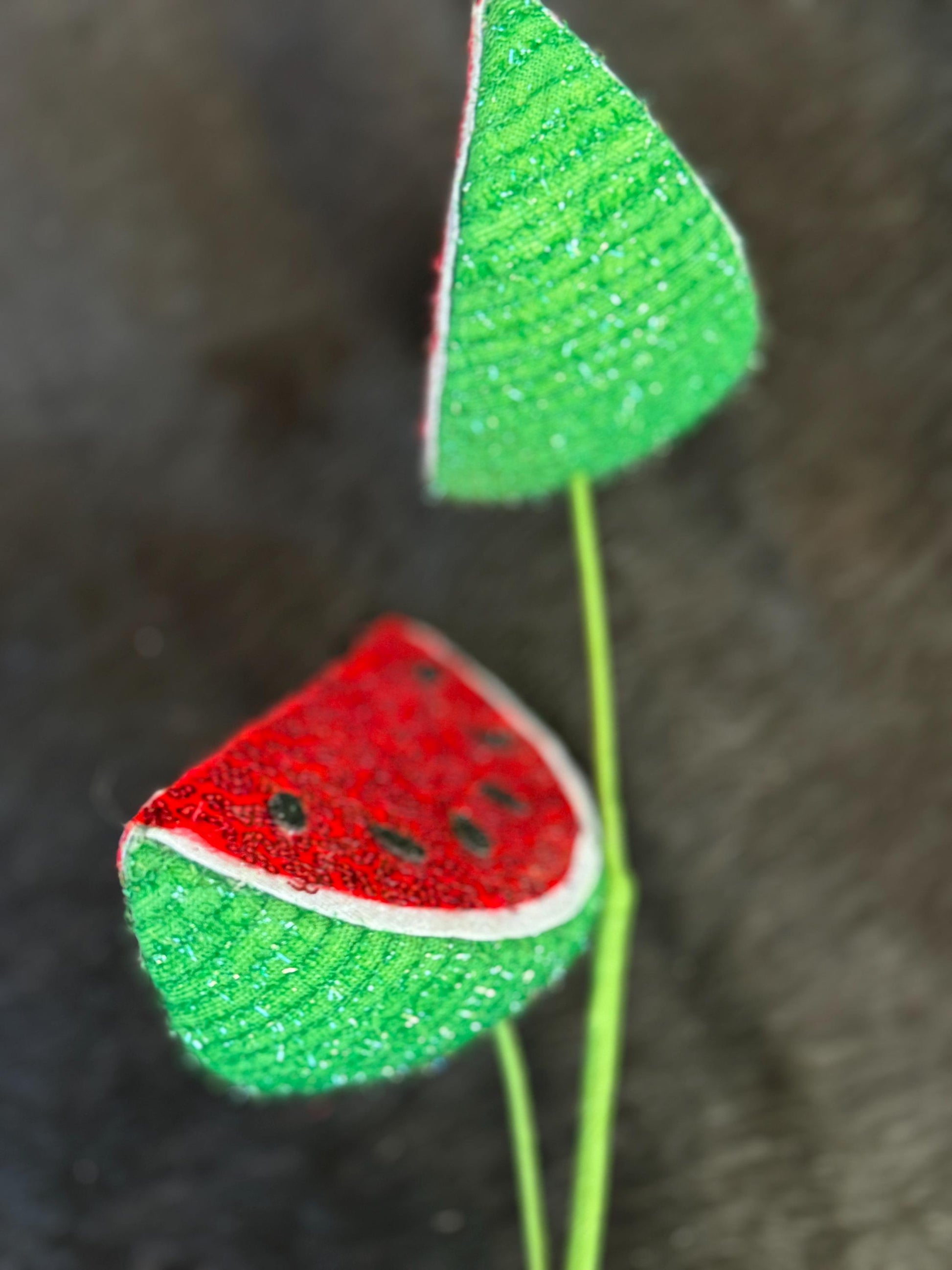 Watermelon Summer Pick, Sequin Watermelon Pick, Summer Wreath Attachment, BBQ, faux fruit floral pick, July Fourth Decor