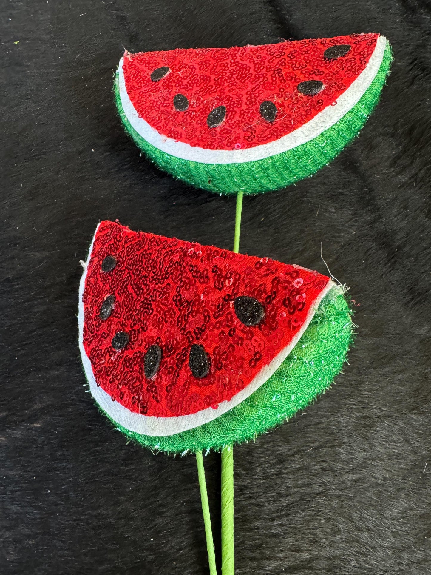 Watermelon Summer Pick, Sequin Watermelon Pick, Summer Wreath Attachment, BBQ, faux fruit floral pick, July Fourth Decor