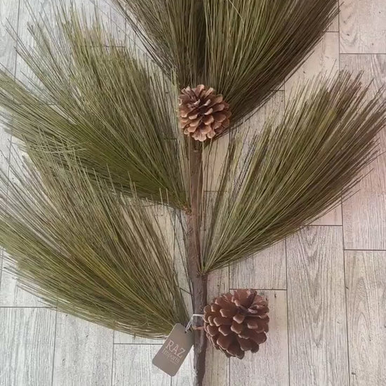 Long Needle Spray with Pinecones,  Greenery, Floral Supplies, Wreath Greenery, Christmas Pine Greenery, Picks,