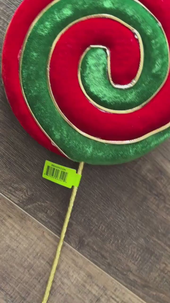 Red and Green Peppermint Candy Swirl Lollipop, Lollipop Ornament,  Wreath Embellishment,  Christmas Tree Decor, Candy Theme Decor