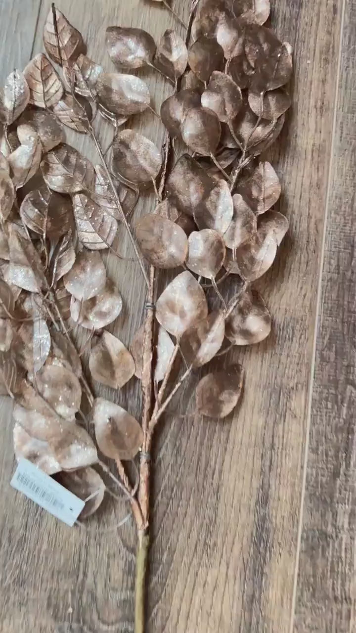 Metallic Copper Gold Birch Leaf Spray, Greenery, Floral Supplies, Wreath Greenery, Christmas Tree Florals, Picks, Tiered Tray Greenery