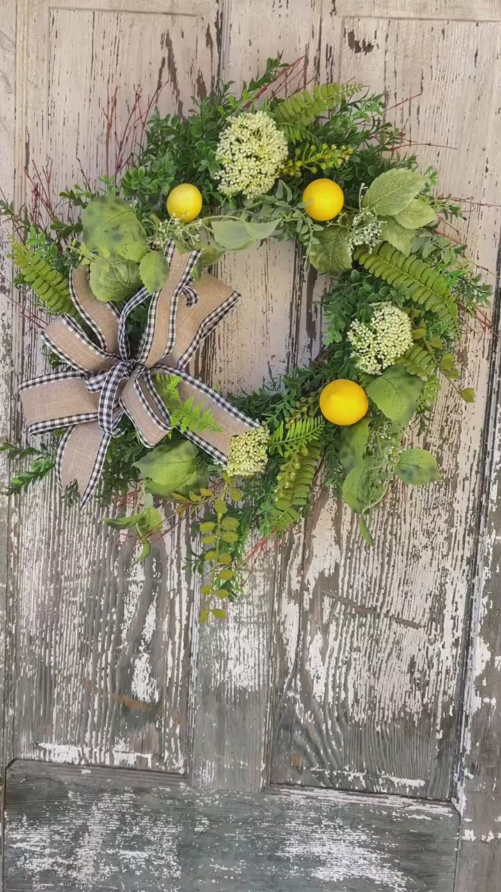 Lemon Boxwood Wreath, Spring Wreath, Kitchen Pantry Lemon Wreath, Spring Decor, Farmhouse Wreath, Summer Wreath, Shower Decor