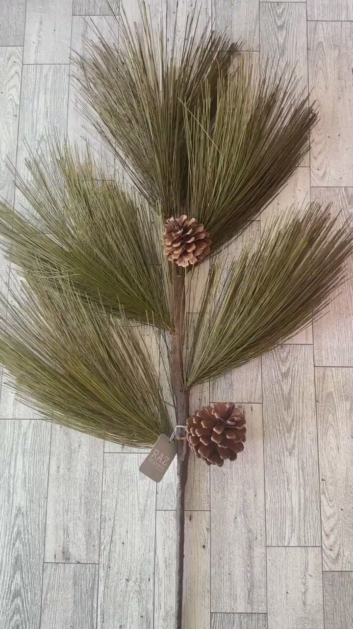 Long Needle Spray with Pinecones,  Greenery, Floral Supplies, Wreath Greenery, Christmas Pine Greenery, Picks,