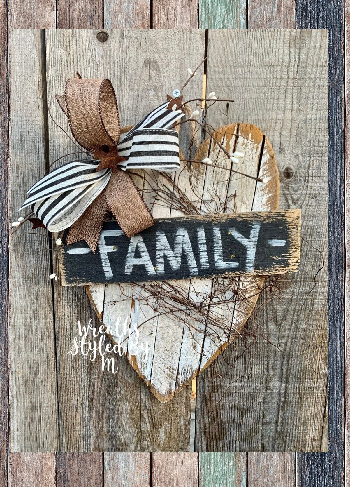 FarmhouseWood Heart Door Hanger, Farmhouse Decor, Door Hanger, French Country Decor, Farmhouse Wreath, Rustic Decor, Lath, Garden Decor