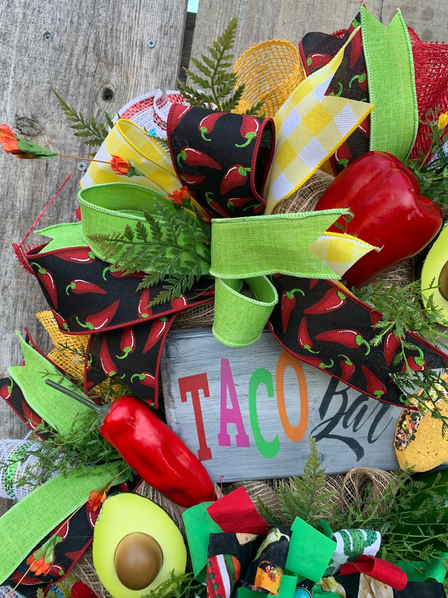 Fiesta Wreath, Taco Tuesday, Fiesta Decor, Mexican Theme Party, Fiesta Rag Bow, Cinco de Mayo, Shower Decor