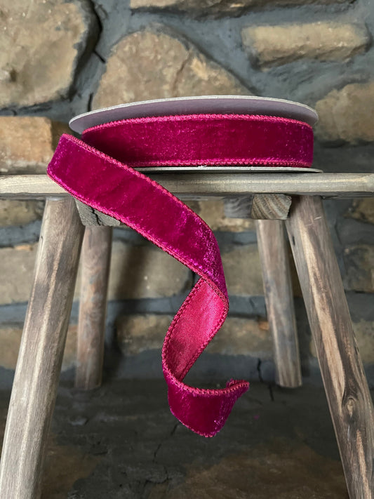 1 inch Ribbon, 10 YARD ROLL, Farrisilk Ribbon, Hot Pink Velvet Ribbon, Ribbon, Holiday, Decor, Christmas Velvet Ribbon, Summer Ribbon