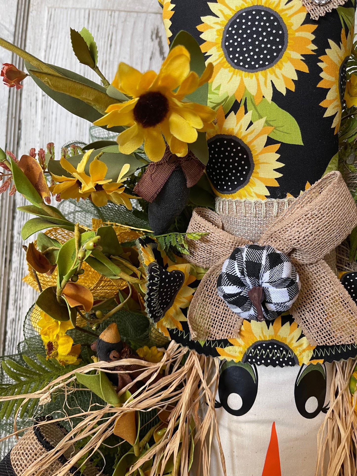 Sunflower Scarecrow Wreath, Scarecrow Fall Wreath, Crow wreath, Harvest, Fall Wreath, Fall Decor, Farmhouse Decor,