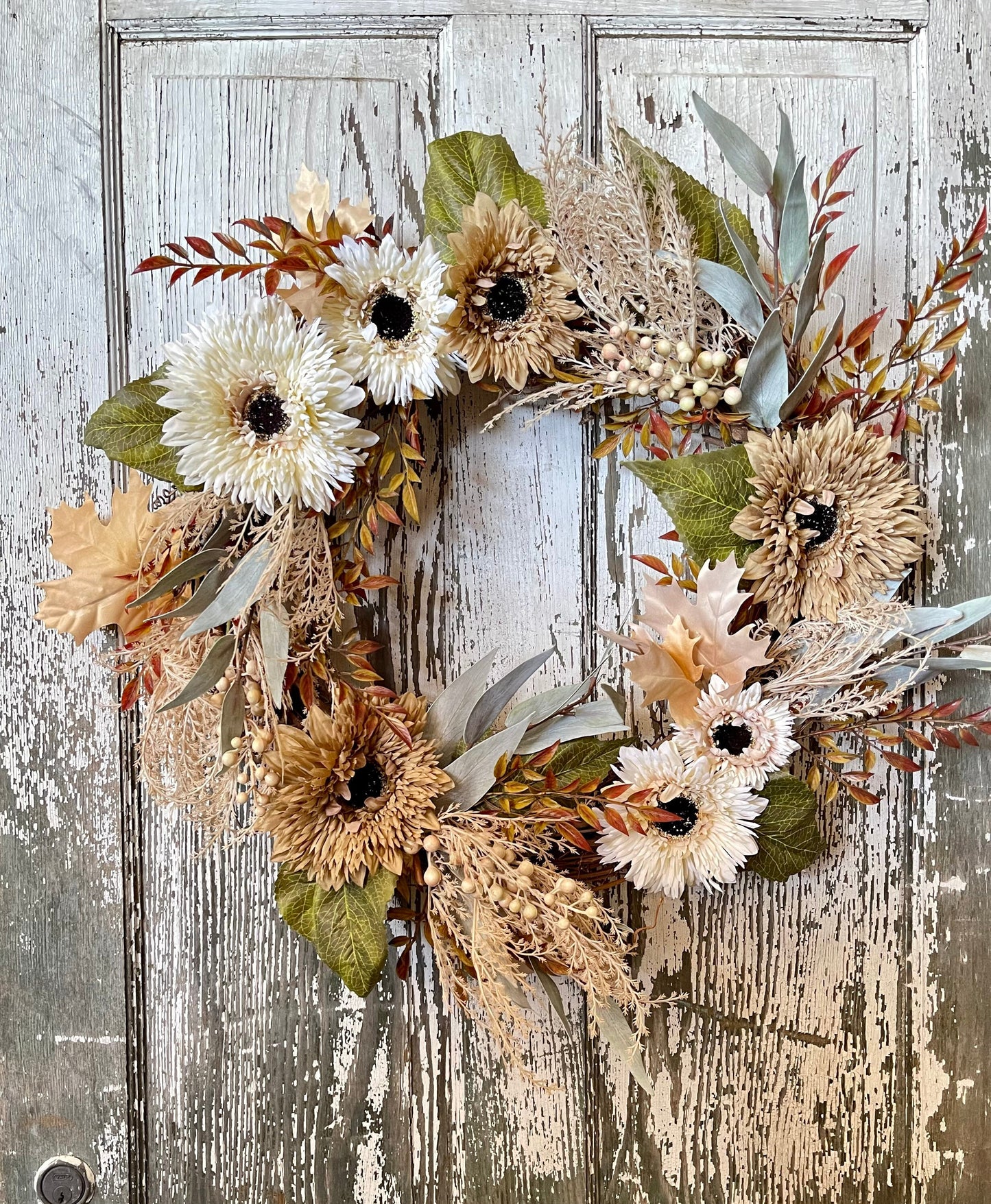 Natural Floral Wreath, Neutral Fall Wreath, Fall Wreath, Everyday Decor, Farmhouse Wreath, Bird Nest Wreath, Shower Decor