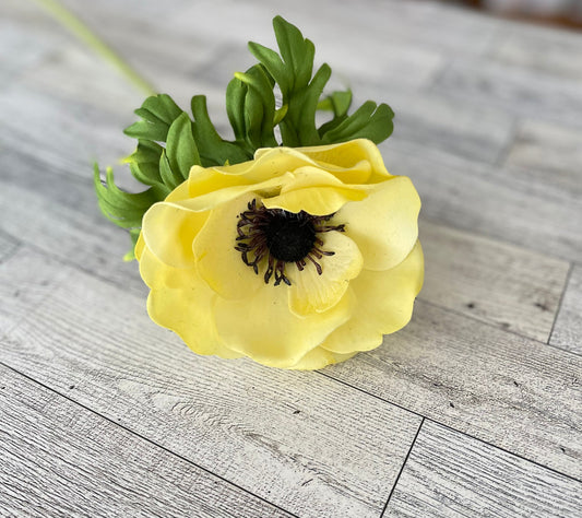 Yellow Anemone Floral Pick, Natural Touch Floral, Greenery, Floral Supplies, Wreath Greenery, Floral Greenery, Spray