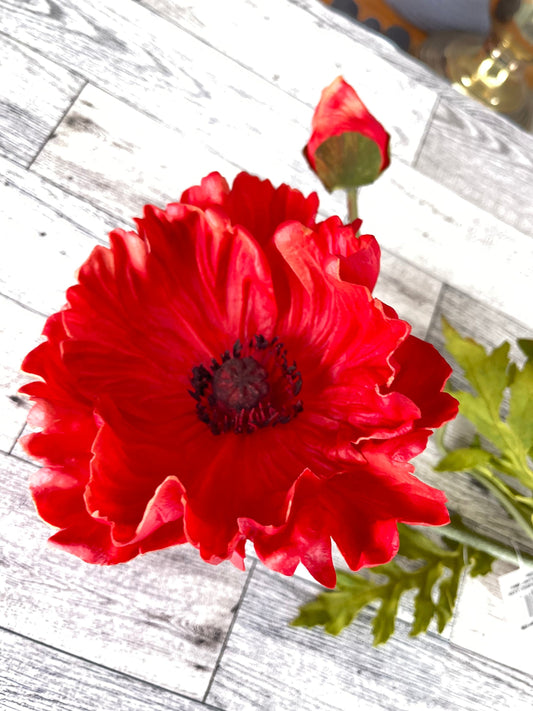 Red Poppy Stem, Greenery, Floral Supplies, Wreath Greenery, Floral Greenery, Picks,