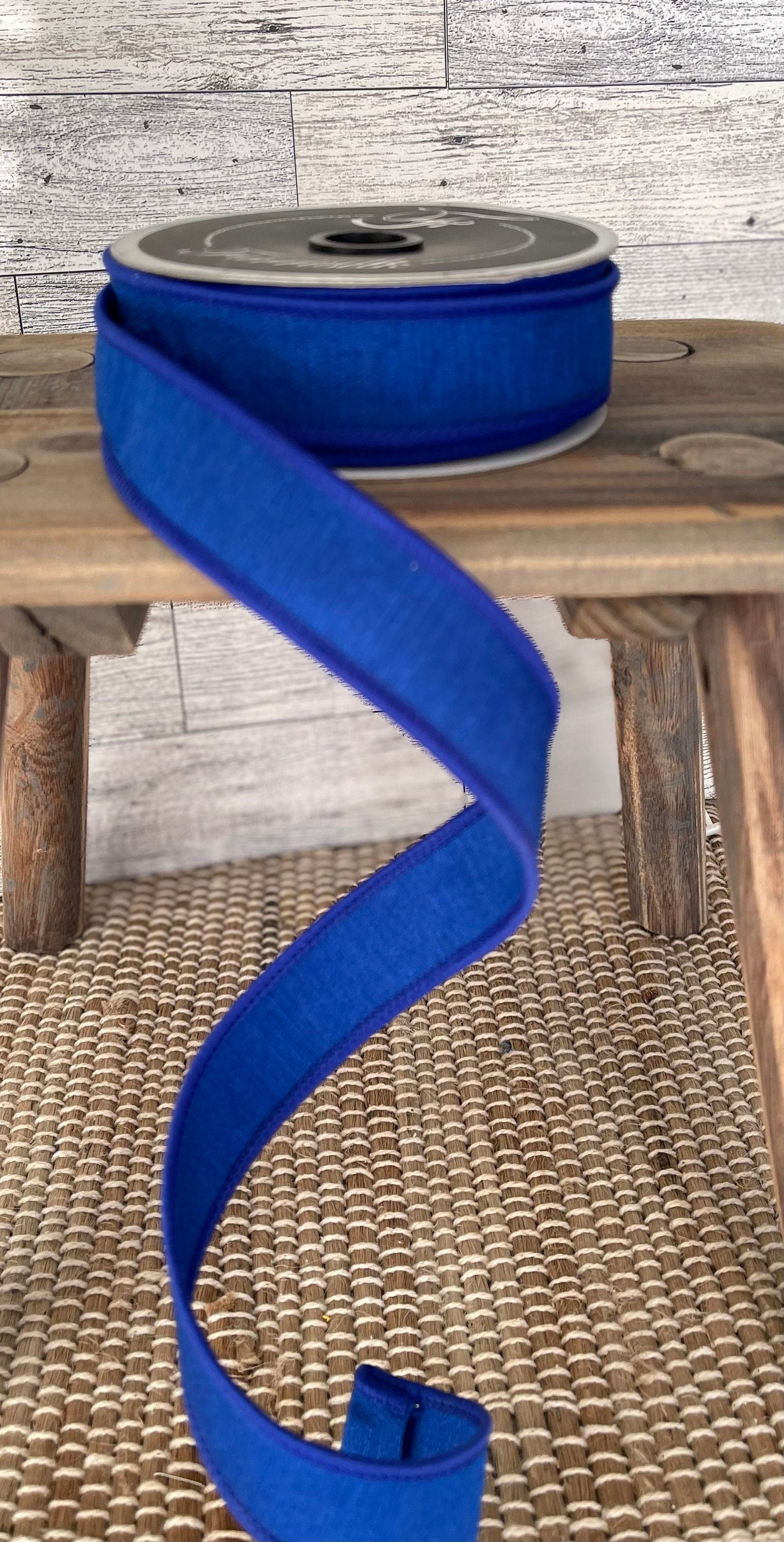 1 inch Ribbon, 10 YARD ROLL, Farrisilk Ribbon, Royal Blue Shabby Silk Ribbon, Ribbon, Holiday, Decor, Spring Ribbon, Craft Supply