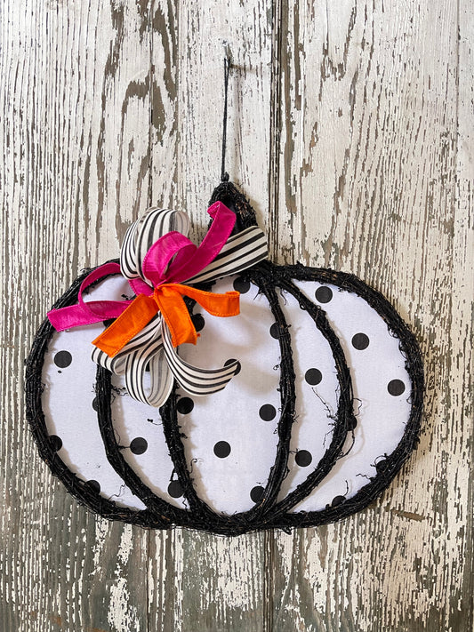 Pumpkin Door Hanger, Twig pumpkin Decor, Fall Wreath, Fall Decor, Halloween Decor, Buffalo Check Fall Decor