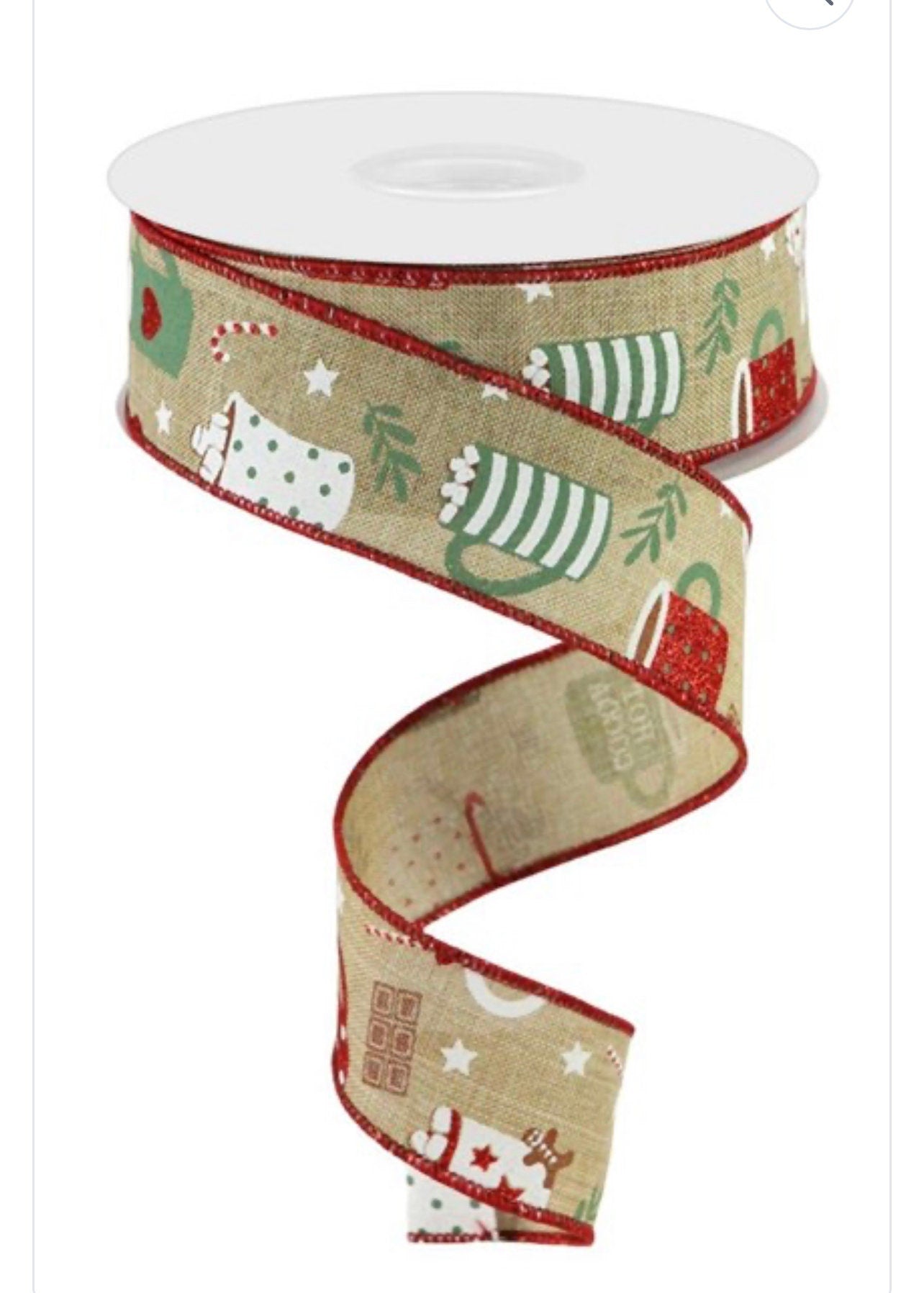 1.5 inch wide Ribbon, Gingerbread Man Ribbon, Holiday, Decor, Christmas Ribbon, Floral Supplies, Hot Cocoa Bar Ribbon