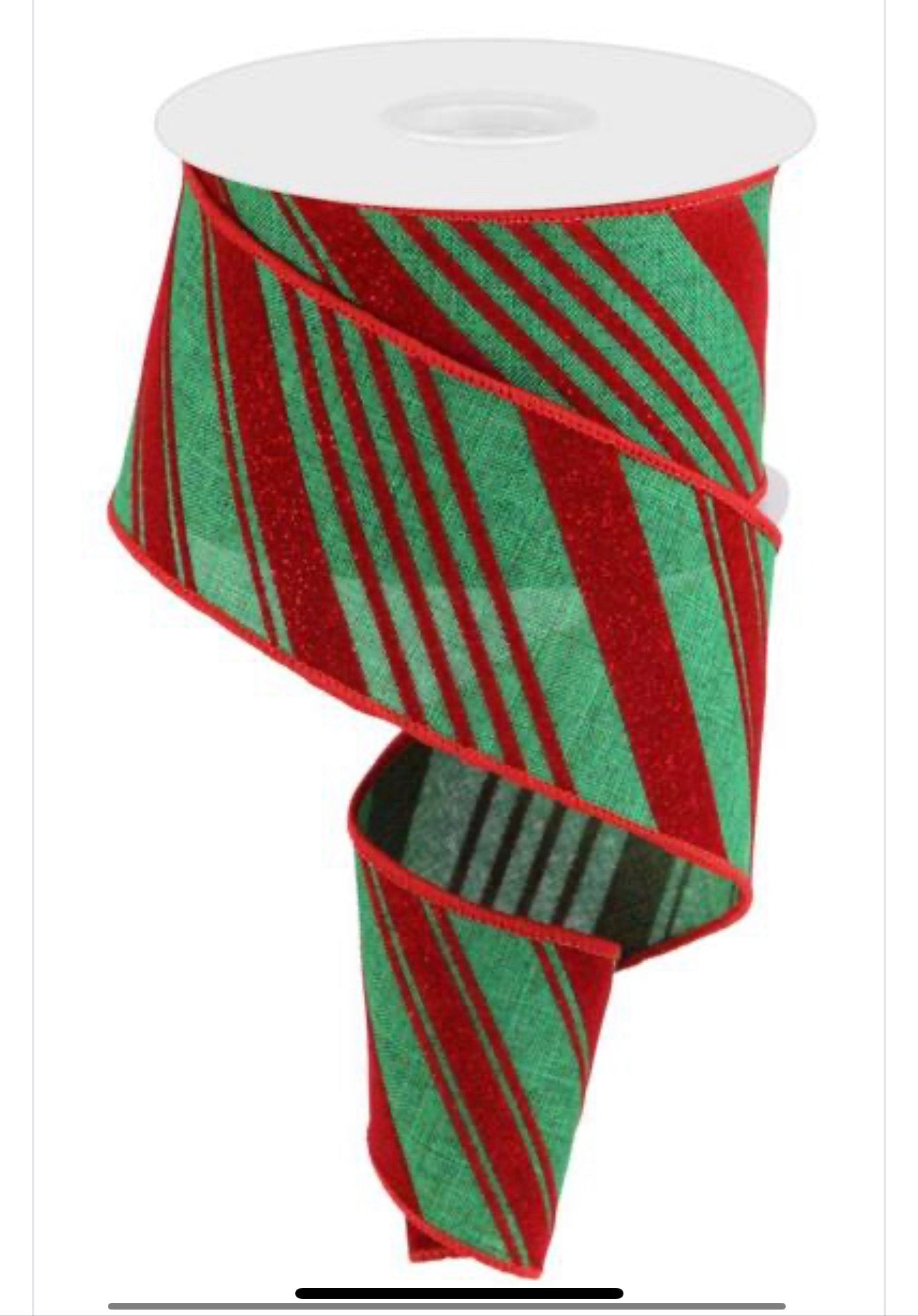 10 YARDS 2.5 inch Ribbon, craft, Christmas Ribbon, Gift Wrap Ribbon, Red Green Velvet Diagonal Stripe Ribbon, Wreath Supplies, Floral Supply