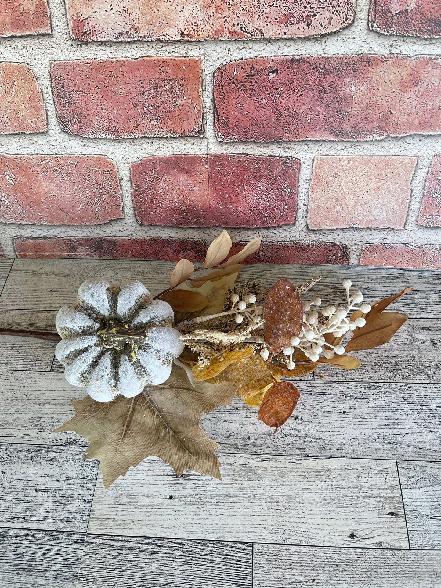 Green and Cream Pumpkin Berry Pick, Floral Supplies, Artificial Floral, Wreath Embellishments, Fall, Craft Supply