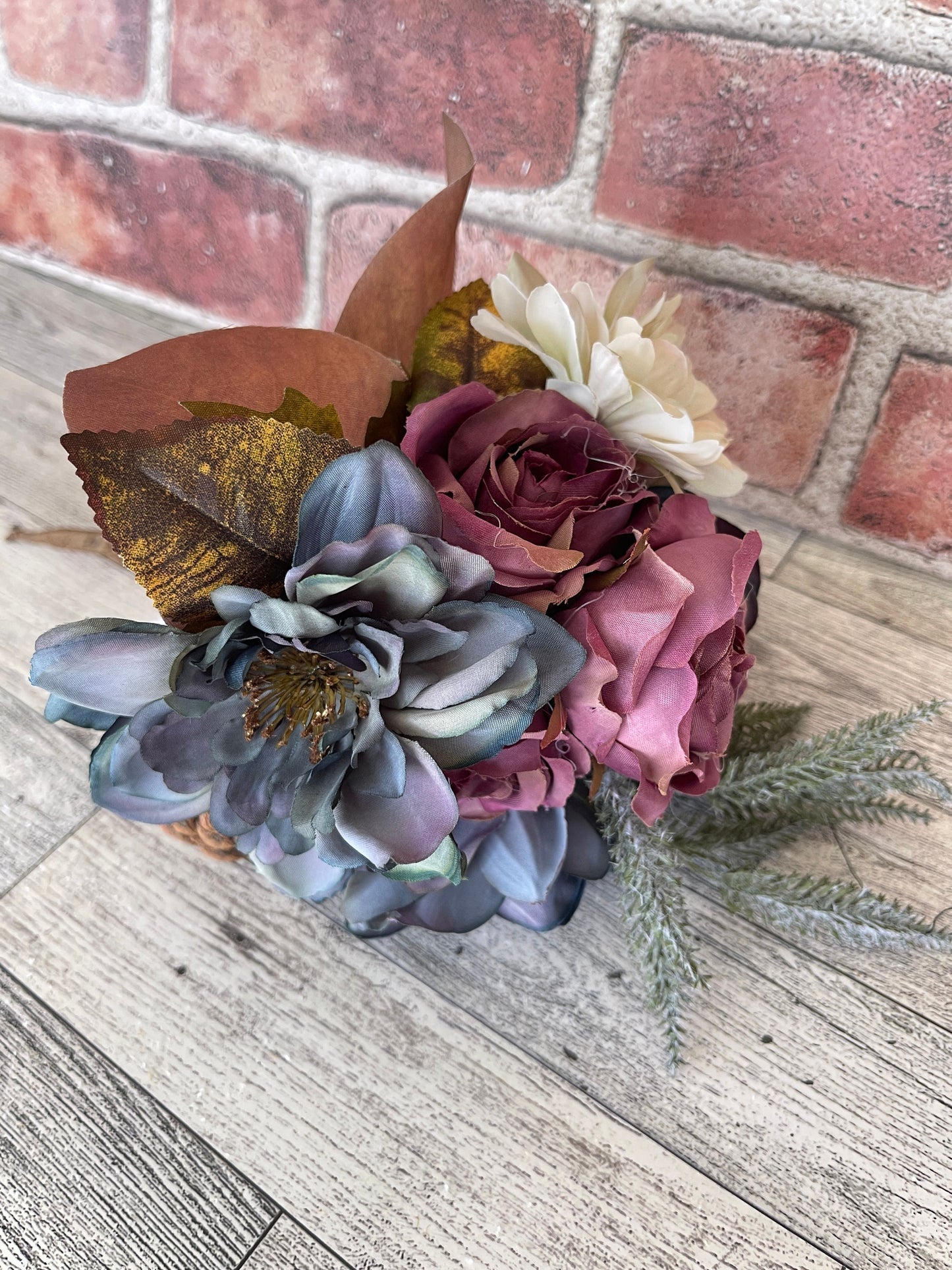 Blue Dahlia Lavender Rose Floral Bouquet Bunch, Wedding Bouquet, Floral Supplies, Wreath Greenery, Floral Greenery, Picks, Craft Supply,