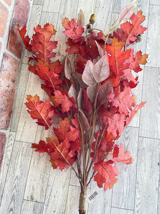 Red Oak Leaf and Acorn Fall Greenery Bunch, Fall Greenery, Floral Supplies, Wreath Greenery, Floral Greenery, Picks, Craft Supply