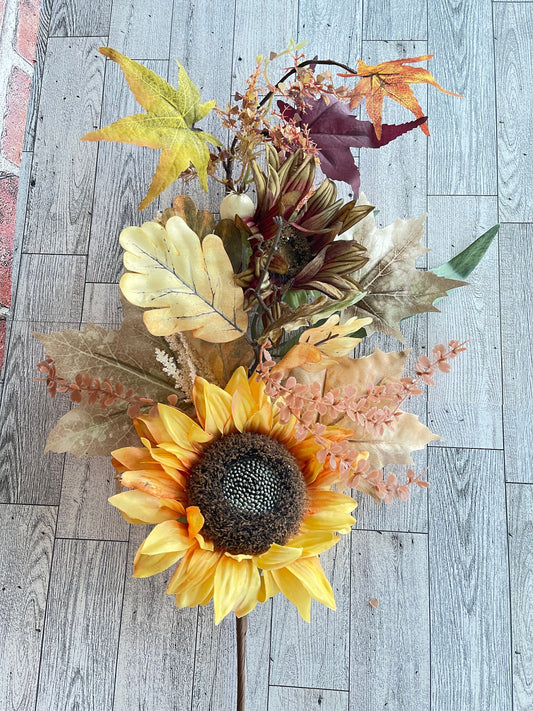 Yellow Sunflower Floral Pick, Sunflower Floral, Greenery, Floral Supplies, Wreath Greenery, Floral Greenery, Spray