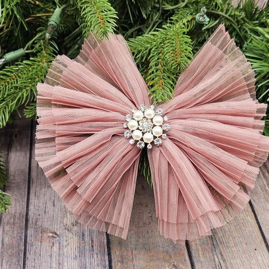 DStevens Organza Tulle Bow Ornament, Bow Wreath Attachment, Decor, craft supply, Christmas Tree Decor, Valentine Decor