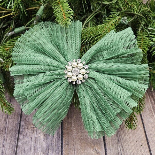 DStevens Organza Tulle Bow Ornament, Bow Wreath Attachment, Decor, craft supply, Christmas Tree Decor, Valentine Decor