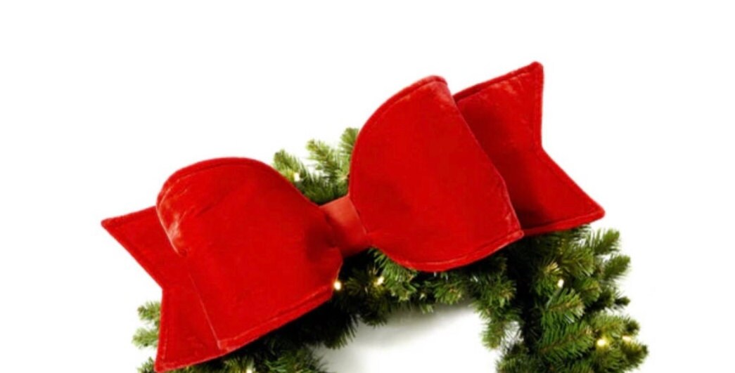 Farrisilk Large 22 inch Red Velvet Bow, Wreath Bow, Christmas Tree Bow, Wreath Bow, Wreath Attachment