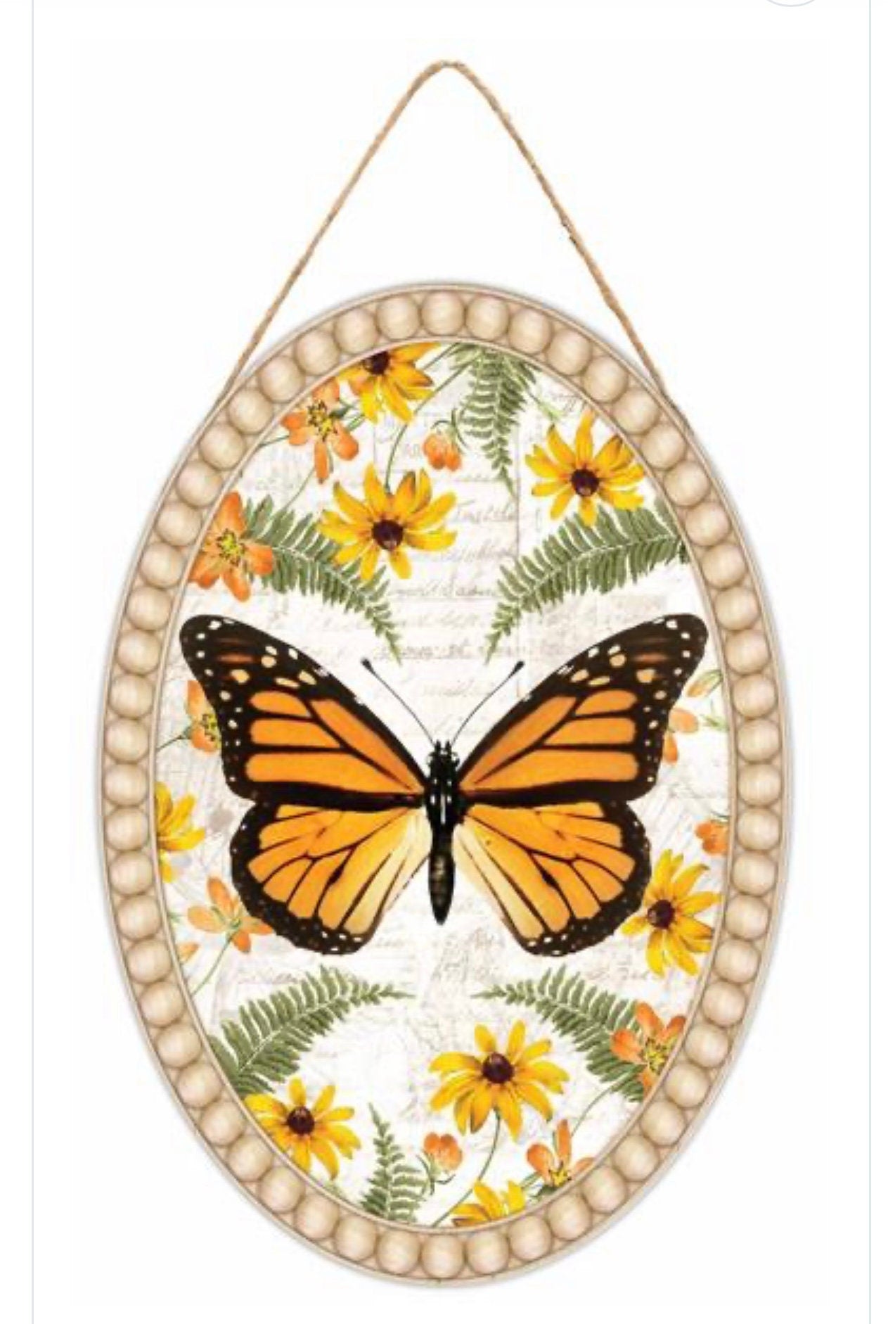 Monarch Butterfly Sign, Wreath Sign, Wreath Embellishment, Wreath Supply, Orange Butterfly Sign, Yellow Daisy Sign