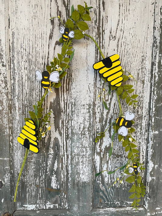 Bumble Bee Hive Leaf Garland, Leaf Spray, Greenery, Floral Supplies, Bumble Bee Decor, Wreath Embellishments, Tropical Craft Supply