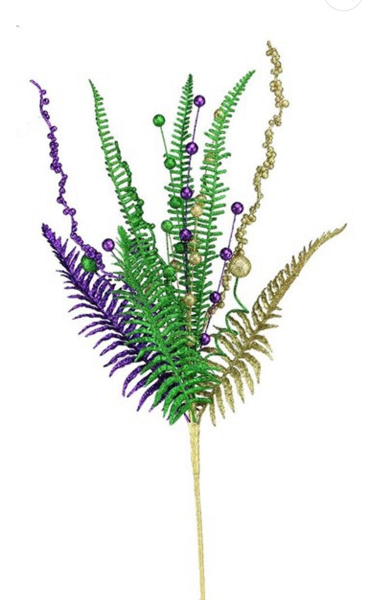 Mardi Gras Spray, 29” Micro Beaded Sequin Bead Spray, Greenery, Floral Supplies, Wreath Christmas Tree Picks, Wreath Embellishments